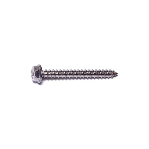 Midwest Fastener Sheet Metal Screw, #8 x 1-1/2 in, 18-8 Stainless Steel Flange Hex Head Slotted Drive, 100 PK 08175 - main